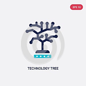 Two color technology tree vector icon from artificial intellegence concept. isolated blue technology tree vector sign symbol can