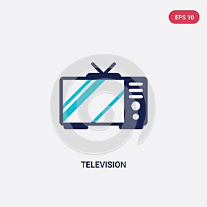 Two color television vector icon from electronic devices concept. isolated blue television vector sign symbol can be use for web,