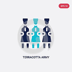 Two color terracotta army vector icon from cultures concept. isolated blue terracotta army vector sign symbol can be use for web,