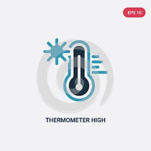 Two color thermometer high temperature vector icon from nature concept. isolated blue thermometer high temperature vector sign