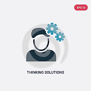 Two color thinking solutions vector icon from miscellaneous concept. isolated blue thinking solutions vector sign symbol can be