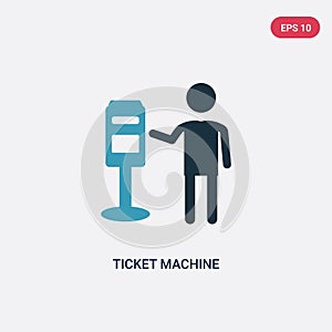 Two color ticket machine vector icon from people concept. isolated blue ticket machine vector sign symbol can be use for web,