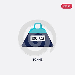 Two color tonne vector icon from education concept. isolated blue tonne vector sign symbol can be use for web, mobile and logo.
