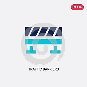 Two color traffic barriers vector icon from general concept. isolated blue traffic barriers vector sign symbol can be use for web