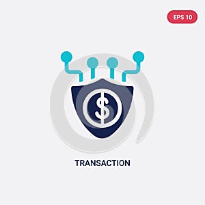 Two color transaction vector icon from big data concept. isolated blue transaction vector sign symbol can be use for web, mobile