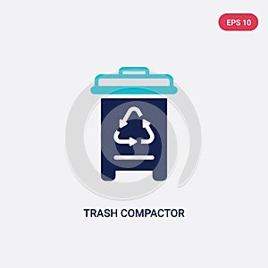Two color trash compactor vector icon from electronic devices concept. isolated blue trash compactor vector sign symbol can be use