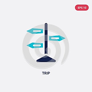 Two color trip vector icon from airport terminal concept. isolated blue trip vector sign symbol can be use for web, mobile and