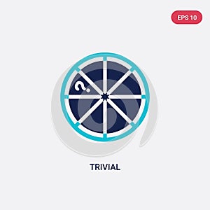 Two color trivial vector icon from gaming concept. isolated blue trivial vector sign symbol can be use for web, mobile and logo.