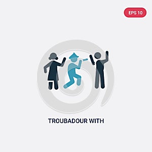 Two color troubadour with kids vector icon from music concept. isolated blue troubadour with kids vector sign symbol can be use