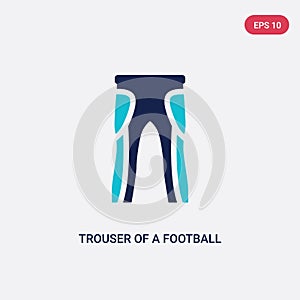Two color trouser of a football player vector icon from american football concept. isolated blue trouser of a football player
