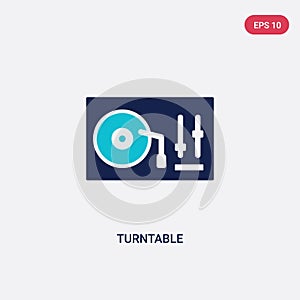 Two color turntable vector icon from discotheque concept. isolated blue turntable vector sign symbol can be use for web, mobile