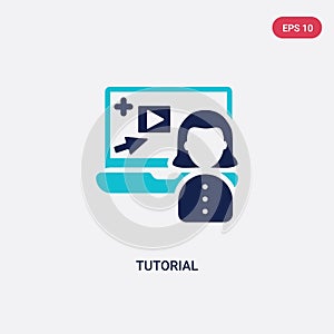 Two color tutorial vector icon from e-learning concept. isolated blue tutorial vector sign symbol can be use for web, mobile and