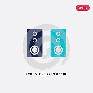 Two color two stereo speakers vector icon from hardware concept. isolated blue two stereo speakers vector sign symbol can be use