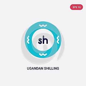 Two color ugandan shilling vector icon from africa concept. isolated blue ugandan shilling vector sign symbol can be use for web,