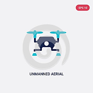 Two color unmanned aerial vehicle vector icon from artificial intellegence concept. isolated blue unmanned aerial vehicle vector