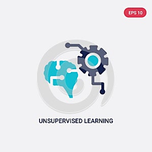 Two color unsupervised learning vector icon from artificial intellegence concept. isolated blue unsupervised learning vector sign photo