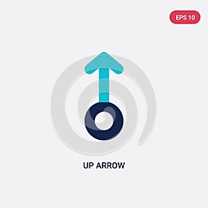 Two color up arrow vector icon from arrows 2 concept. isolated blue up arrow vector sign symbol can be use for web, mobile and