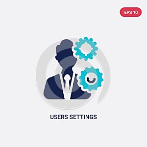 Two color users settings vector icon from education concept. isolated blue users settings vector sign symbol can be use for web,