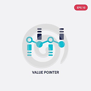 Two color value pointer vector icon from business concept. isolated blue value pointer vector sign symbol can be use for web,