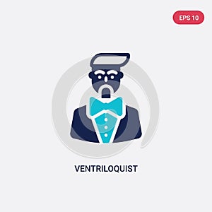 Two color ventriloquist vector icon from cinema concept. isolated blue ventriloquist vector sign symbol can be use for web, mobile