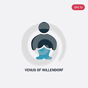 Two color venus of willendorf vector icon from stone age concept. isolated blue venus of willendorf vector sign symbol can be use photo