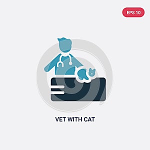Two color vet with cat vector icon from people concept. isolated blue vet with cat vector sign symbol can be use for web, mobile
