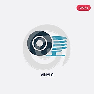Two color vinyls vector icon from music concept. isolated blue vinyls vector sign symbol can be use for web, mobile and logo. eps