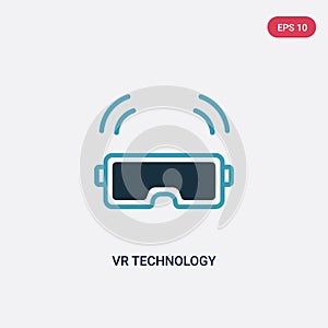 Two color vr technology vector icon from smart home concept. isolated blue vr technology vector sign symbol can be use for web,