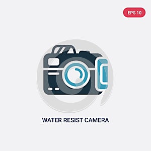 Two color water resist camera vector icon from nautical concept. isolated blue water resist camera vector sign symbol can be use