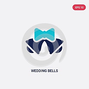 Two color wedding bells vector icon from birthday party and wedding concept. isolated blue wedding bells vector sign symbol can be