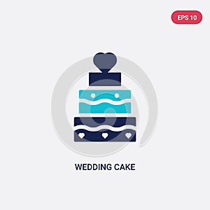 Two color wedding cake vector icon from love & wedding concept. isolated blue wedding cake vector sign symbol can be use for web,