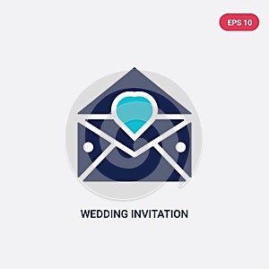 Two color wedding invitation vector icon from love & wedding concept. isolated blue wedding invitation vector sign symbol can be