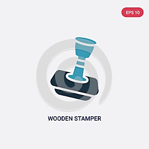 Two color wooden stamper vector icon from other concept. isolated blue wooden stamper vector sign symbol can be use for web,