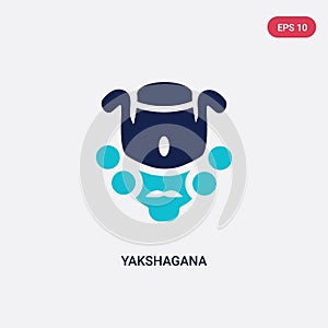 Two color yakshagana vector icon from india concept. isolated blue yakshagana vector sign symbol can be use for web, mobile and photo