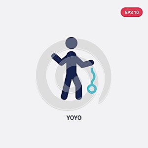 two color yoyo vector icon from activity and hobbies concept. isolated blue yoyo vector sign symbol can be use for web, mobile and