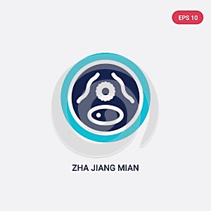 Two color zha jiang mian vector icon from food concept. isolated blue zha jiang mian vector sign symbol can be use for web, mobile