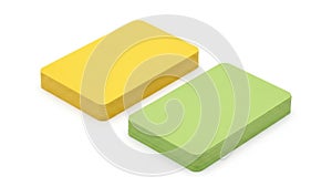 Two colored rectangular blocks placed side by side on a plain background