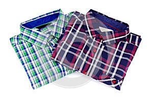 Two colored shirts with pattern.