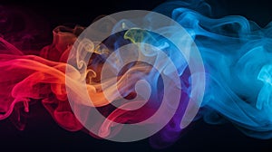 two colored smoke lines are on the left and one is red, blue and yellow