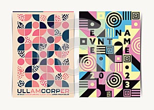 Two Colorful Geometric Posters Template with Turing Pattern. photo