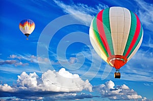 Two colorful hot air balloon on blue sky