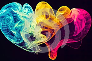 two colorful smokes in the shape of a heart on a black background photo by mark taylor getty images