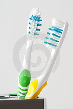 Two colorful toothbrush