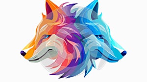 Two Colorful Wolf Heads That Complement Each Other