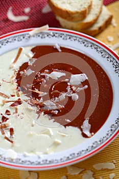 Two colors cold soup