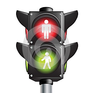 Two colors pedestrian traffic light sign