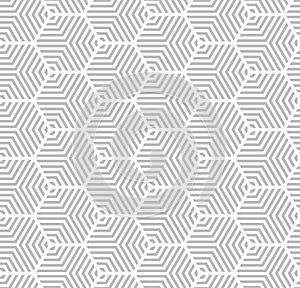 Silver on white multi hexagonal line pattern seamless repeat background