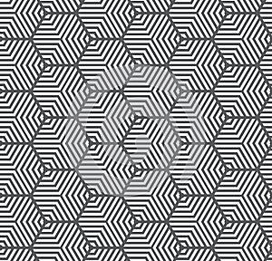 White on grey multi hexagonal line pattern seamless repeat background