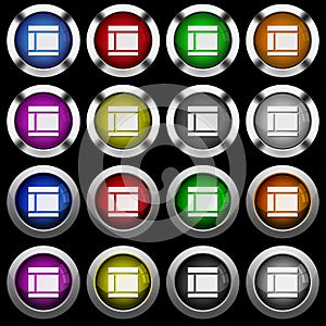 Two columned web layout white icons in round glossy buttons on black background