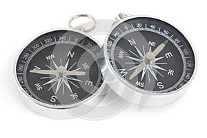 Two compasses with black panel isolated